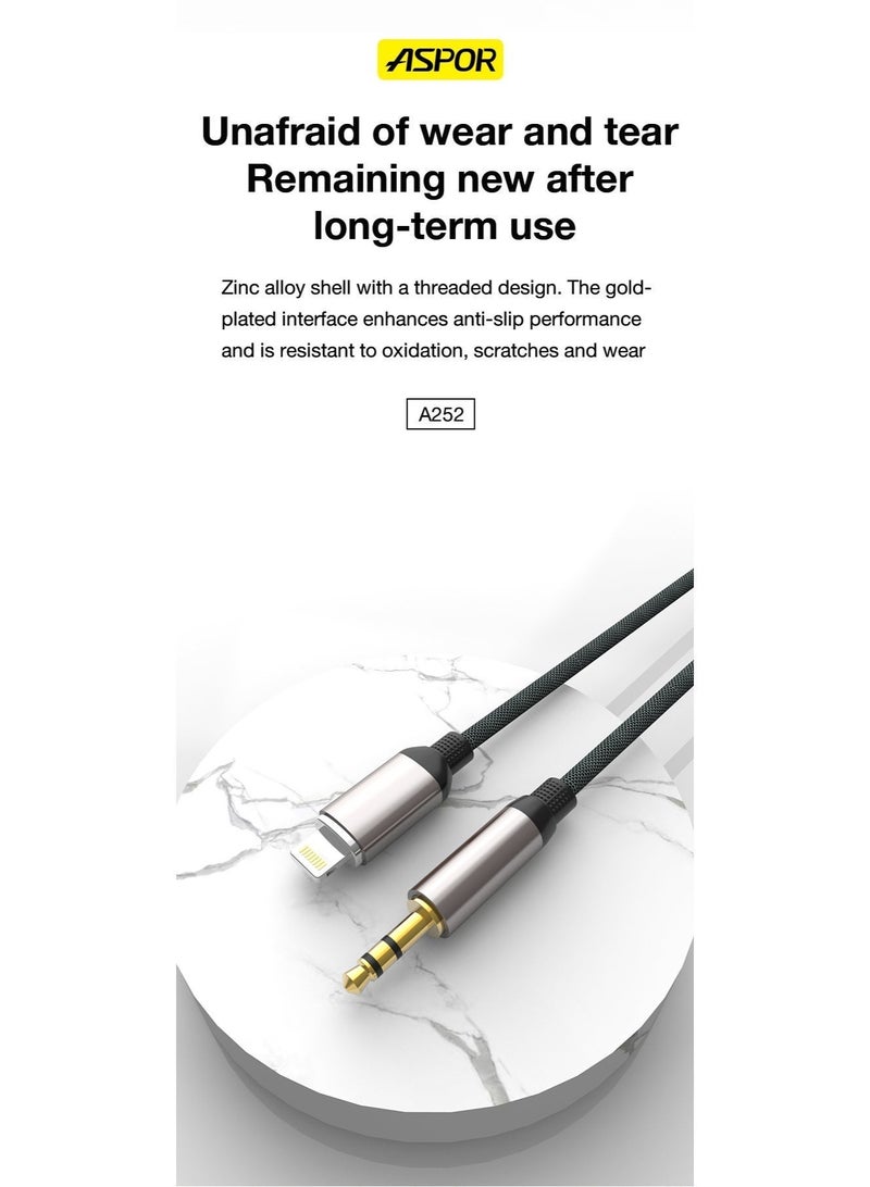 أسبور كيبل صوت ASPOR A252 AUX المصمم لتوصيل أجهزة IPH بمنافذ 3.5 مم - Image 1